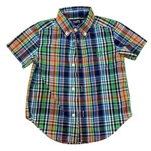 Chaps Kids Plaid Shirt - Blue, Green, Orange - Size 3T